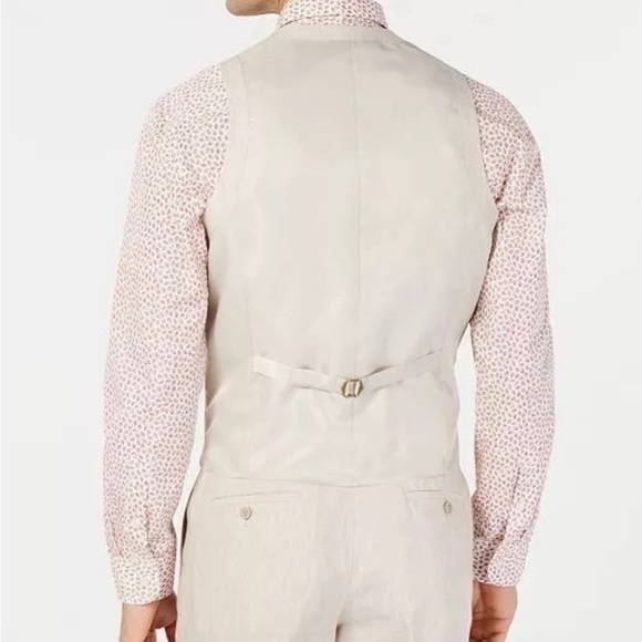 Bar III Men's Slim Fit Tan Linen Suit Vest XL Brand New - Picture 3 of 6